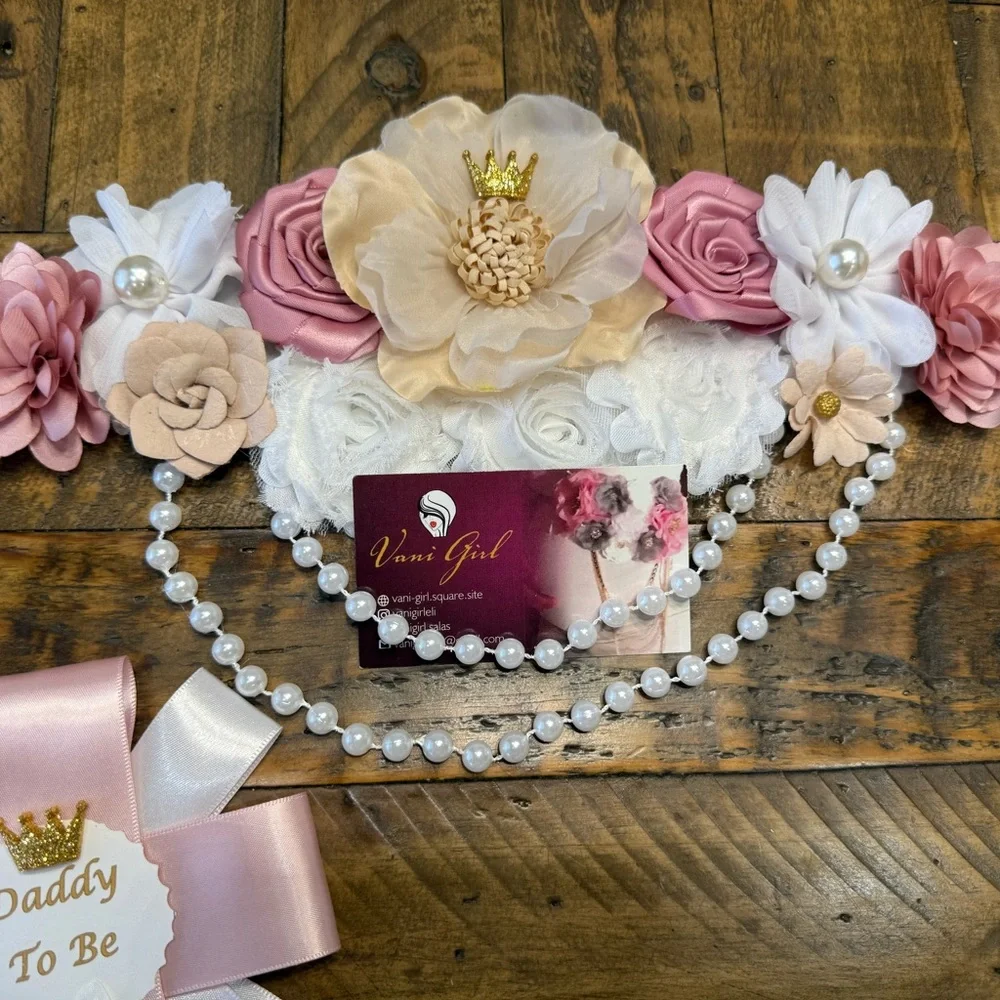 Elegant Pink and White Floral Belt for Kids